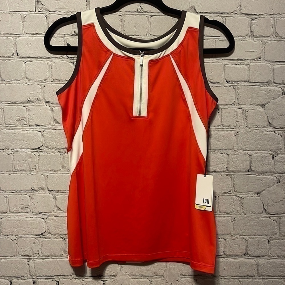 2) Tail Tennis Top Size Small Tank Red Gray White Zipper